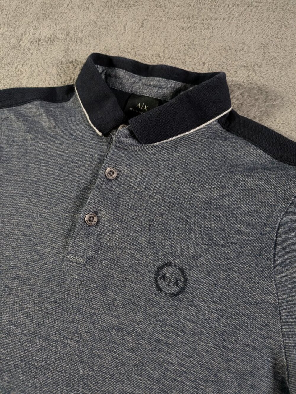 Armani Exchange Men's Medium Navy Blue Textured Stretch Polo Shirt A|X - Picture 1 of 11